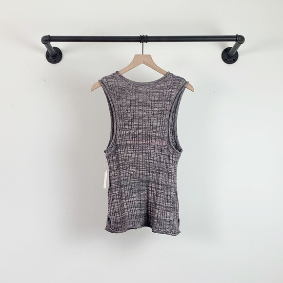 NWT Anthropologie Pilcro Knit High Neck Ribbed Wool Silk Blend Tank Top Grey - Picture 9 of 10